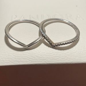 Two Pandora wishbone rings
